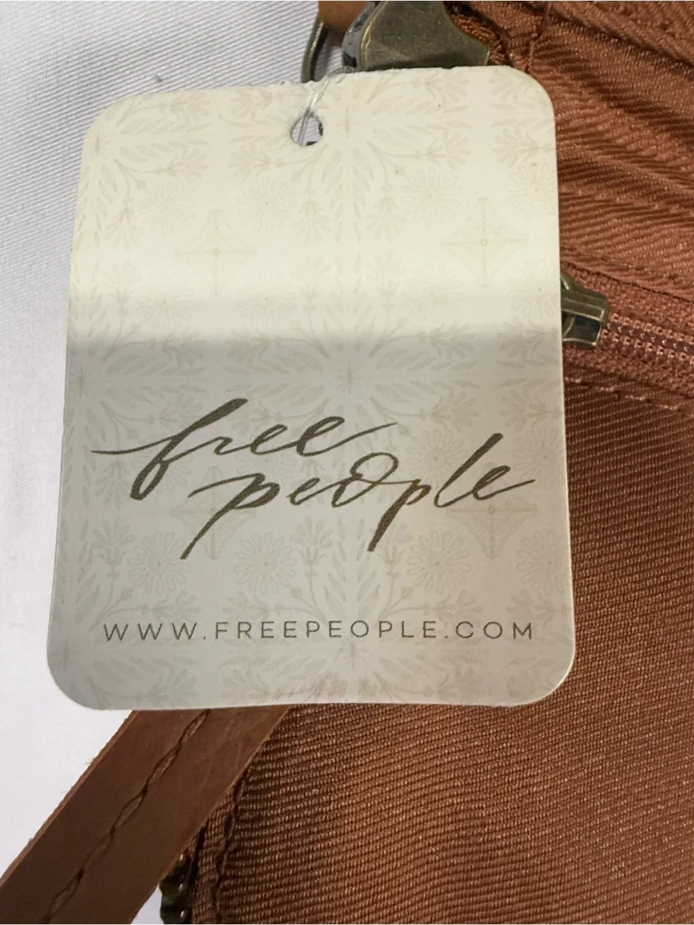 Free People Distressed Vegan Leather Zip Wallet Wristlet NWT Brown